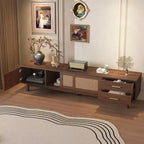 Meuble TV GDFStudio Leo Mid-Century Moderne pour TV 80", Rangement avec Portes Coulissantes et Tiroirs