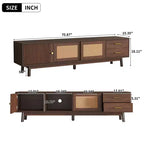 Meuble TV GDFStudio Leo Mid-Century Moderne pour TV 80", Rangement avec Portes Coulissantes et Tiroirs