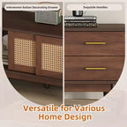 Meuble TV GDFStudio Leo Mid-Century Moderne pour TV 80", Rangement avec Portes Coulissantes et Tiroirs