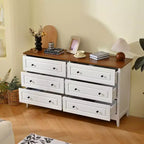 Coiffeuse Meuble de Rangement en Bois à Tiroirs Table d'Appoint avec Poignées en Métal Brossé et Rails Silencieux