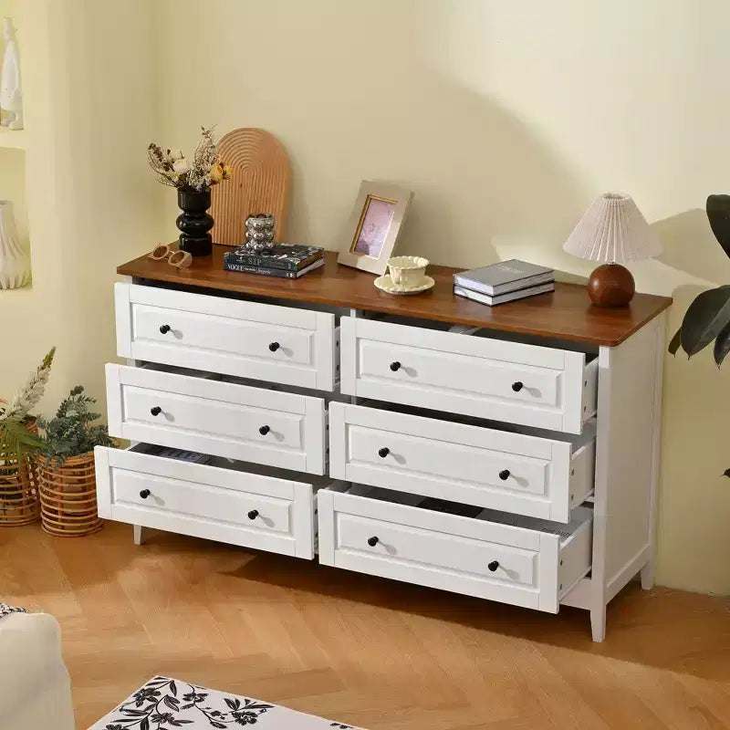 Coiffeuse Meuble de Rangement en Bois à Tiroirs Table d'Appoint avec Poignées en Métal Brossé et Rails Silencieux