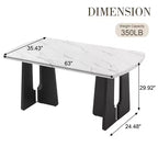 GDFStudio Hawkins 63 Table à manger moderne effet marbre avec pieds géométriques robustes