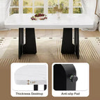 GDFStudio Hawkins 63 Table à manger moderne effet marbre avec pieds géométriques robustes