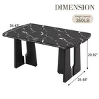 GDFStudio Hawkins 63 Table à manger moderne effet marbre avec pieds géométriques robustes