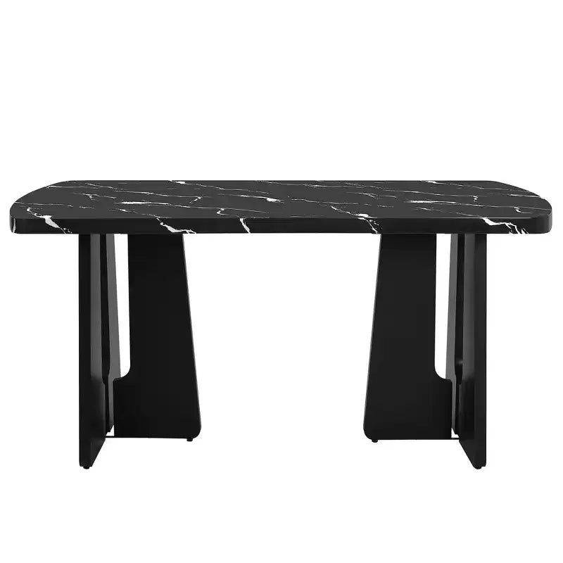 GDFStudio Hawkins 63 Table à manger moderne effet marbre avec pieds géométriques robustes