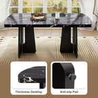 GDFStudio Hawkins 63 Table à manger moderne effet marbre avec pieds géométriques robustes