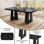 GDFStudio Hawkins 63 Table à manger moderne effet marbre avec pieds géométriques robustes