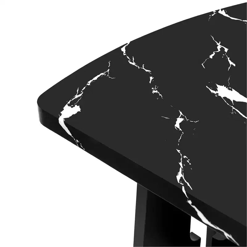 GDFStudio Hawkins 63 Table à manger moderne effet marbre avec pieds géométriques robustes