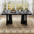GDFStudio Hawkins 63 Modern Faux Marble Dining Table with Sturdy Geometric Legs