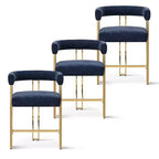 Lot de 3 tabourets de bar à hauteur de comptoir avec dossiers et accoudoirs, chaises modernes en chenille pour îlot de cuisine avec pieds en métal doré - Panipeachy
