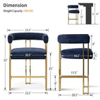 Lot de 3 tabourets de bar à hauteur de comptoir avec dossiers et accoudoirs, chaises modernes en chenille pour îlot de cuisine avec pieds en métal doré - Panipeachy