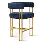Lot de 3 tabourets de bar à hauteur de comptoir avec dossiers et accoudoirs, chaises modernes en chenille pour îlot de cuisine avec pieds en métal doré - Panipeachy