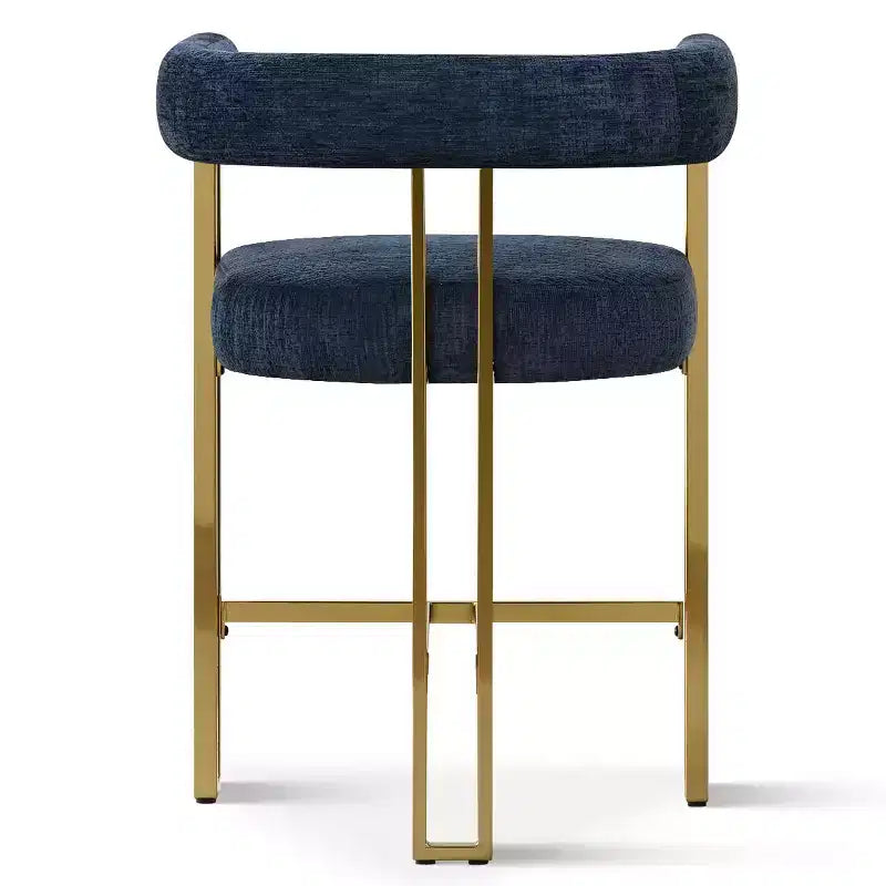Lot de 3 tabourets de bar à hauteur de comptoir avec dossiers et accoudoirs, chaises modernes en chenille pour îlot de cuisine avec pieds en métal doré - Panipeachy