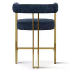 Lot de 3 tabourets de bar à hauteur de comptoir avec dossiers et accoudoirs, chaises modernes en chenille pour îlot de cuisine avec pieds en métal doré - Panipeachy