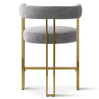 Lot de 3 tabourets de bar à hauteur de comptoir avec dossiers et accoudoirs, chaises modernes en chenille pour îlot de cuisine avec pieds en métal doré - Panipeachy