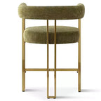Lot de 3 tabourets de bar à hauteur de comptoir avec dossiers et accoudoirs, chaises modernes en chenille pour îlot de cuisine avec pieds en métal doré - Panipeachy