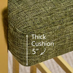 Lot de 3 tabourets de bar à hauteur de comptoir avec dossiers et accoudoirs, chaises modernes en chenille pour îlot de cuisine avec pieds en métal doré - Panipeachy