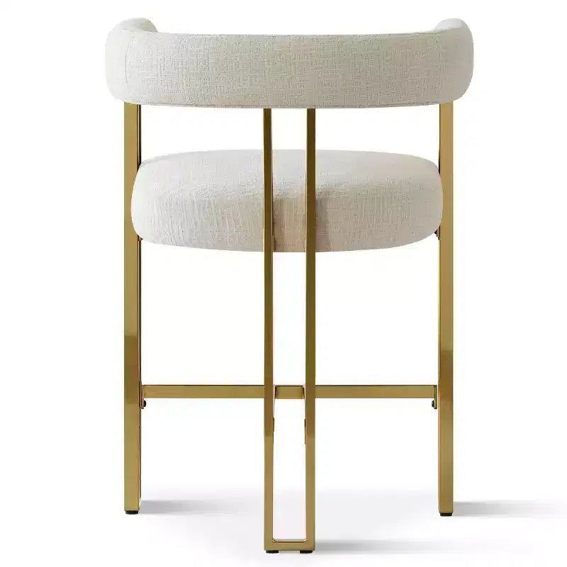 Lot de 3 tabourets de bar à hauteur de comptoir avec dossiers et accoudoirs, chaises modernes en chenille pour îlot de cuisine avec pieds en métal doré - Panipeachy