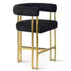 Lot de 3 tabourets de bar à hauteur de comptoir avec dossiers et accoudoirs, chaises modernes en chenille pour îlot de cuisine avec pieds en métal doré - Panipeachy