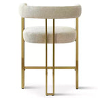 Lot de 3 tabourets de bar à hauteur de comptoir avec dossiers et accoudoirs, chaises modernes en chenille pour îlot de cuisine avec pieds en métal doré - Panipeachy