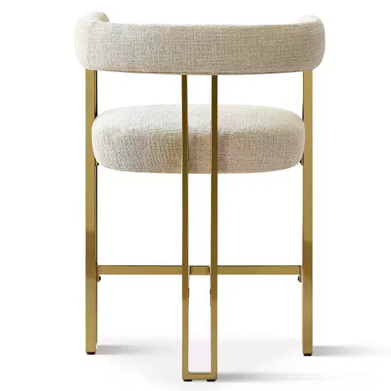 Lot de 3 tabourets de bar à hauteur de comptoir avec dossiers et accoudoirs, chaises modernes en chenille pour îlot de cuisine avec pieds en métal doré - Panipeachy