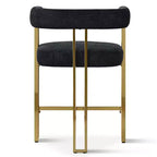 Lot de 3 tabourets de bar à hauteur de comptoir avec dossiers et accoudoirs, chaises modernes en chenille pour îlot de cuisine avec pieds en métal doré - Panipeachy