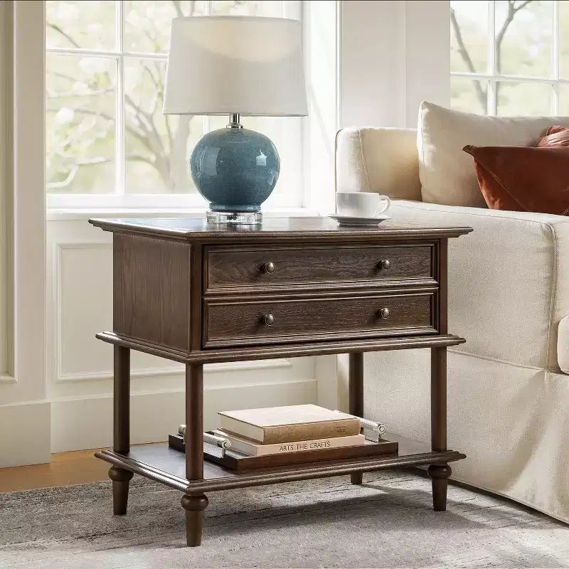 Lajos Table d'appoint 62,2 cm de haut à 1 tiroir avec prises et ports USB intégrés|ARTFUL LIVING DESIGNS