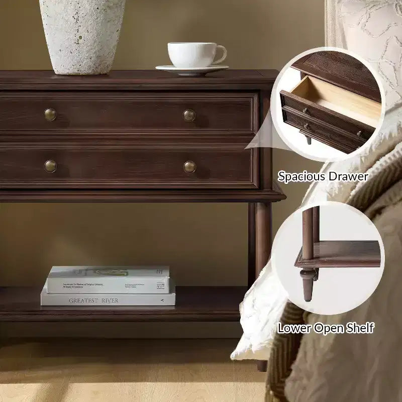 Lajos Table d'appoint 62,2 cm de haut à 1 tiroir avec prises et ports USB intégrés|ARTFUL LIVING DESIGNS