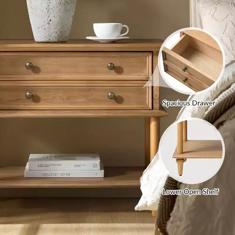 Lajos Table d'appoint 62,2 cm de haut à 1 tiroir avec prises et ports USB intégrés|ARTFUL LIVING DESIGNS