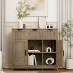 35 Sideboard Buffet Cabinet, Wooden Coffee Bar Cabinet with 3 Drawers, Accent Entryway Console Table