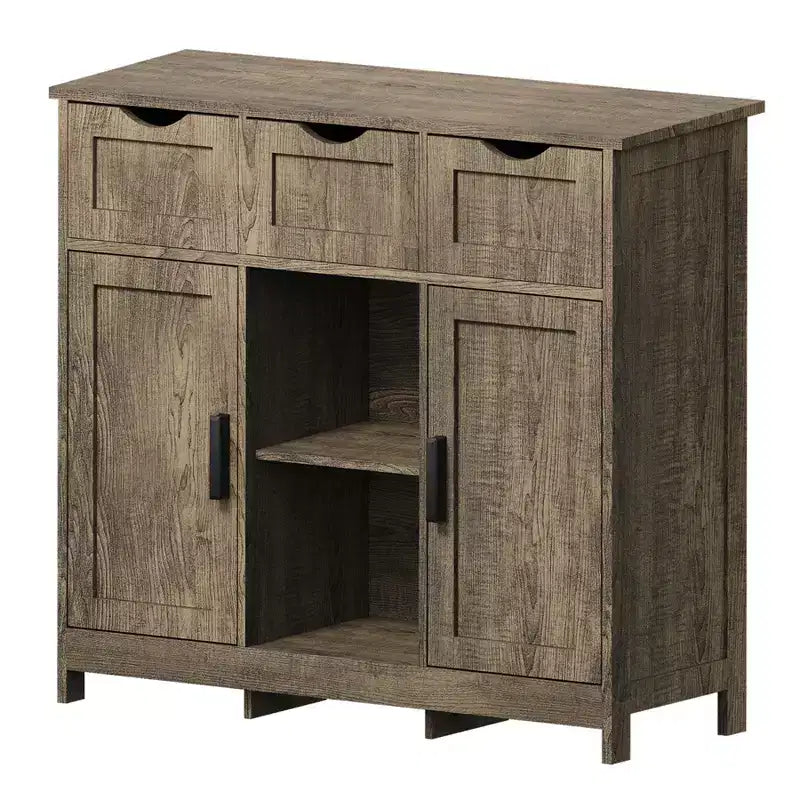 Bahut de buffet de 35", meuble de bar à café en bois avec 3 tiroirs, table console d'entrée d'appoint