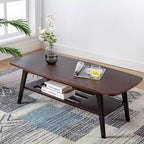 GDFStudio Hwasa Modern Wooden Coffee Table with Open Lower Shelf and Flared Legs