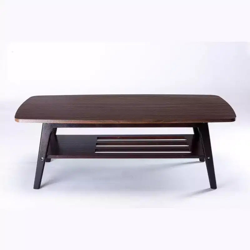 Table basse moderne en bois Hwasa de GDFStudio avec étagère inférieure ouverte et pieds évasés