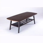 Table basse moderne en bois Hwasa de GDFStudio avec étagère inférieure ouverte et pieds évasés