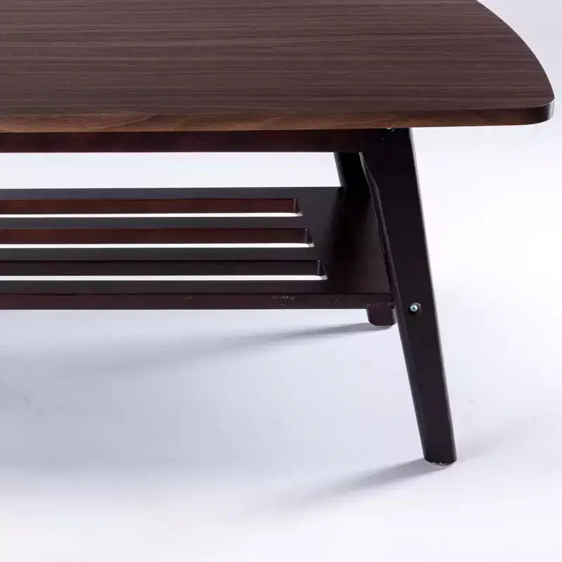 Table basse moderne en bois Hwasa de GDFStudio avec étagère inférieure ouverte et pieds évasés