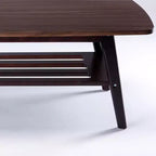 Table basse moderne en bois Hwasa de GDFStudio avec étagère inférieure ouverte et pieds évasés