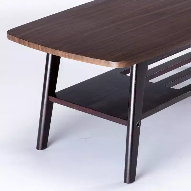 Table basse moderne en bois Hwasa de GDFStudio avec étagère inférieure ouverte et pieds évasés