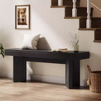 Banc d'entrée en bois Lantine 47, banc de bout de lit de ferme d'intérieur, bancs de table longs pour chambre à coucher, couloir, hall d'entrée, bout de lit (noir)