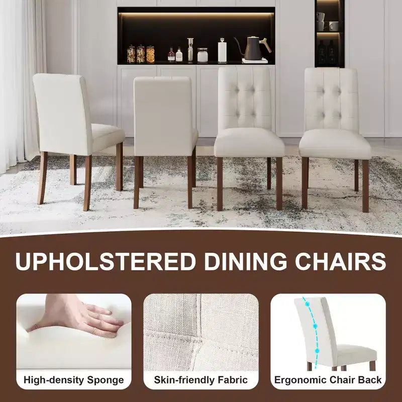 Chaises de salle à manger modernes en bois GDFStudio Keller avec dossier et pieds en bois (lot de 4)