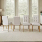 GDFStudio Keller Modern Wooden Dining Chairs with Back and Wood Legs (Set of 4)