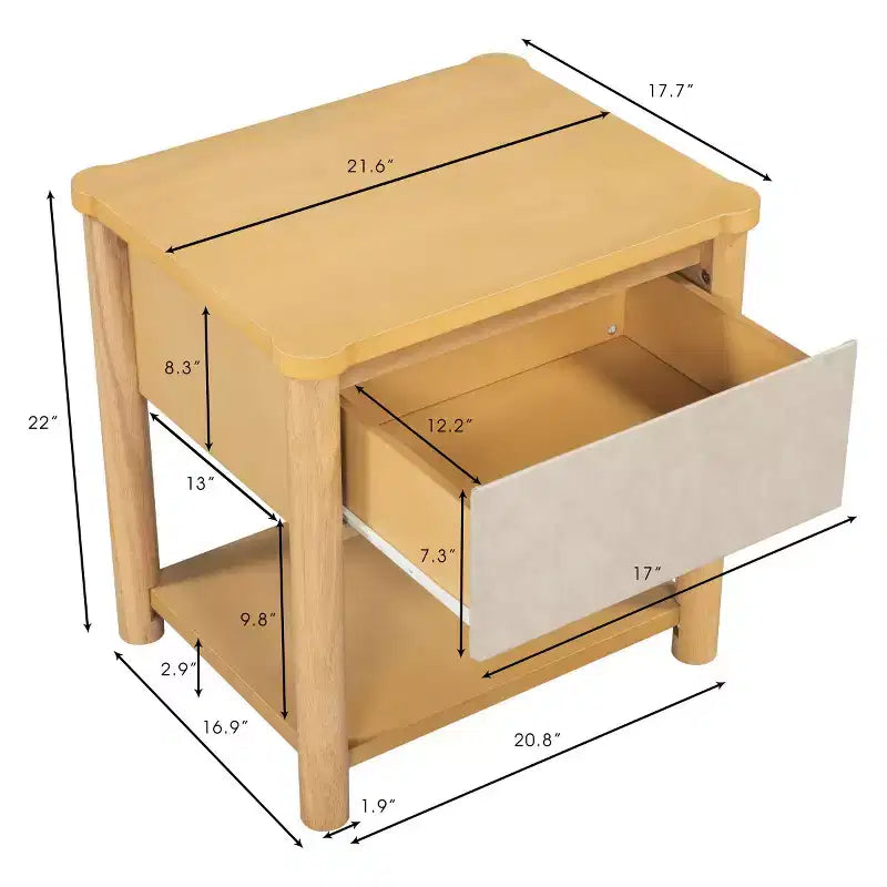 Ensemble de 2 tables de nuit modernes en bois avec tiroir, tables de chevet de style ferme pour chambre ou salon - Panipeachy