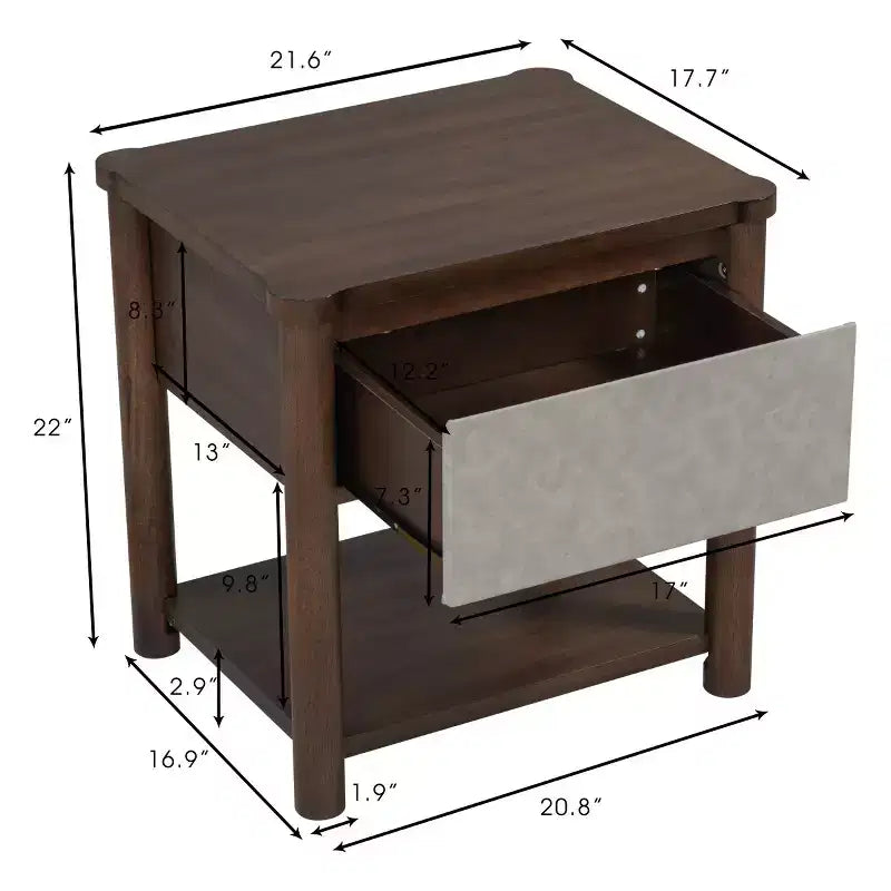 Ensemble de 2 tables de nuit modernes en bois avec tiroir, tables de chevet de style ferme pour chambre ou salon - Panipeachy