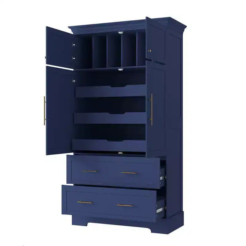 Whisen 72,6'' H Meuble de cuisine autoportant, Buffets, Grand placard de rangement avec 4 portes