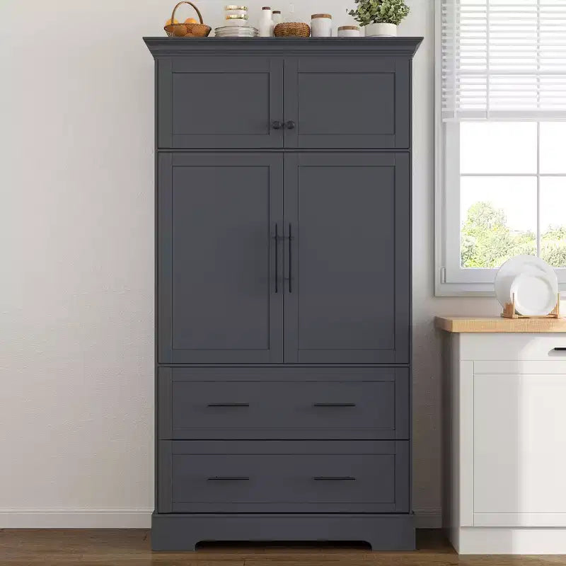 Whisen 72,6'' H Meuble de cuisine autoportant, Buffets, Grand placard de rangement avec 4 portes
