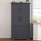 Whisen 72,6'' H Meuble de cuisine autoportant, Buffets, Grand placard de rangement avec 4 portes