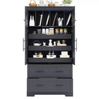 Whisen 72,6'' H Meuble de cuisine autoportant, Buffets, Grand placard de rangement avec 4 portes