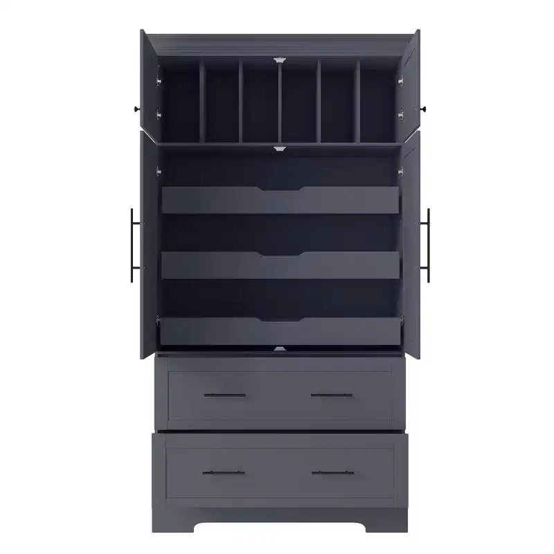 Whisen 72,6'' H Meuble de cuisine autoportant, Buffets, Grand placard de rangement avec 4 portes