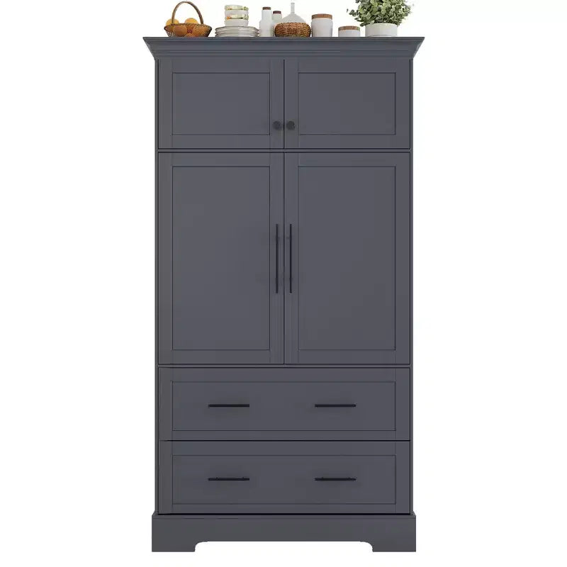 Whisen 72,6'' H Meuble de cuisine autoportant, Buffets, Grand placard de rangement avec 4 portes