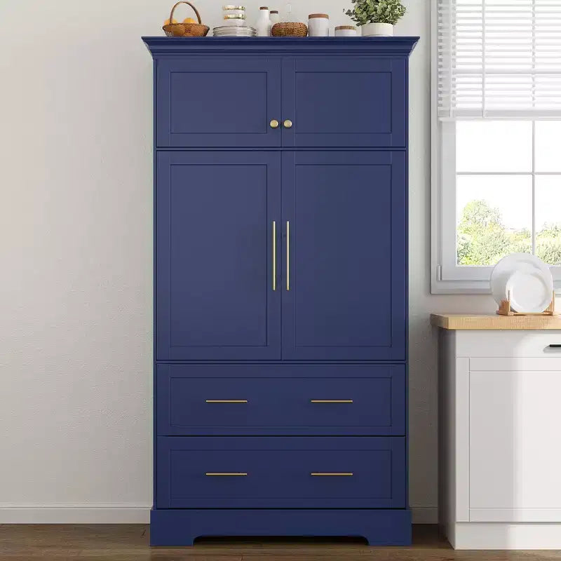 Whisen 72,6'' H Meuble de cuisine autoportant, Buffets, Grand placard de rangement avec 4 portes
