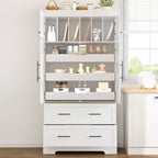 Whisen 72,6'' H Meuble de cuisine autoportant, Buffets, Grand placard de rangement avec 4 portes